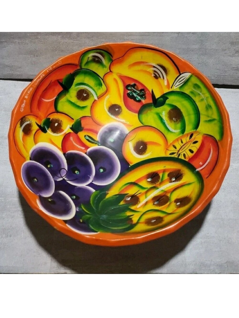 Colorful Vibrant Fruit Bowl Mexico Free Standing Wall Hang Decorative Decor